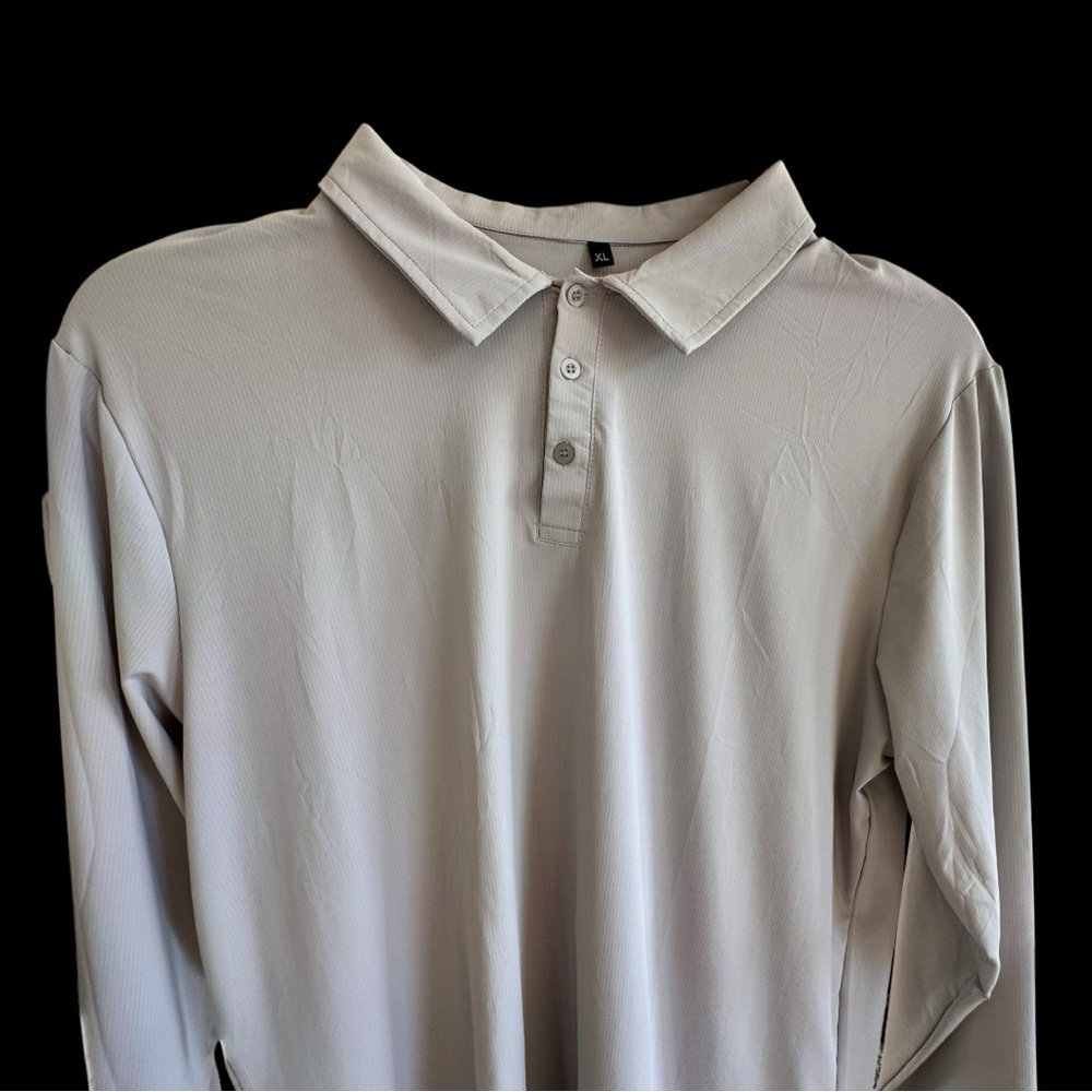 Men's Light Gray Long Sleeve Polo Made With Lyocell/Poly Blend Sz. XL Casual